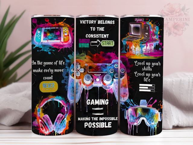 Gaming Accessories 20oz Tumbler Wrap PNG, Gamer Life Tumbler Png, Straight & Tapered Tumbler Wrap, Instant Digital Download Sublimation Li Zamperini 