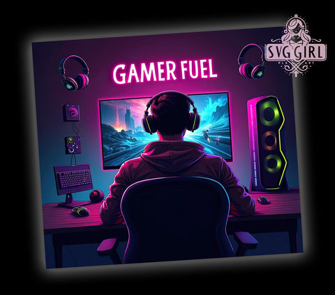 Gaming Fuel 20oz Tumbler Wrap, Gamer Tumbler, Gaming Fuel Design, PC Gaming Gear, 20oz Tumbler Wrap, Video Game Gift, Gaming Decor, Sublimation Drinkware Sublimation SvggirlplusArt 