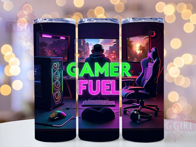 Gaming Fuel 20oz Tumbler Wrap, Gamer Tumbler, Gaming Fuel Design, PC Gaming Gear, 20oz Tumbler Wrap, Video Game Gift, Gaming Decor, Sublimation Drinkware Sublimation SvggirlplusArt 
