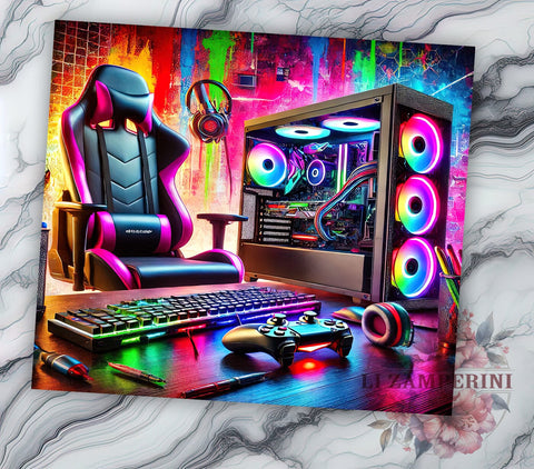 Gaming Gamer Gift Video Game 20oz Tumbler Wrap, Video Game Decor, Gamer Gear, Sublimation Design, Esports Tumbler Sublimation Li Zamperini 