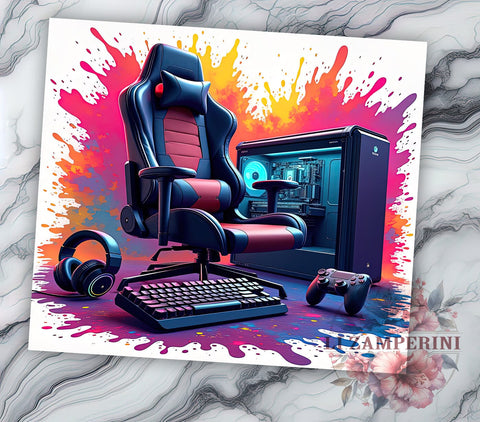 Gaming Gamer Gift Video Game 20oz Tumbler Wrap, Video Game Decor, Gamer Gear, Sublimation Design, Esports Tumbler Sublimation Li Zamperini 