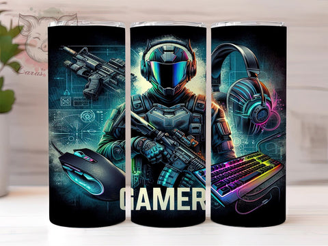 Gaming Gear 20oz Tumbler Png, Straight & Tapered Tumbler Png, Gamer Tumbler Png, Digital Download PNG Sublimation Lara' s Designs 