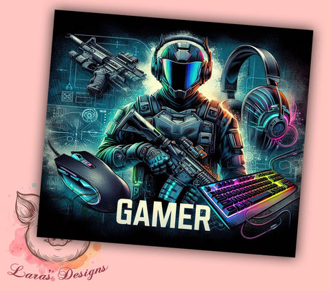 Gaming Gear 20oz Tumbler Png, Straight & Tapered Tumbler Png, Gamer Tumbler Png, Digital Download PNG Sublimation Lara' s Designs 