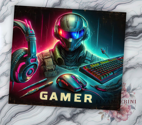 Gaming Gear 20oz Tumbler Wrap PNG, Gamer Tumbler Png, Straight & Tapered Tumbler Wrap, Instant Digital Download Sublimation Li Zamperini 