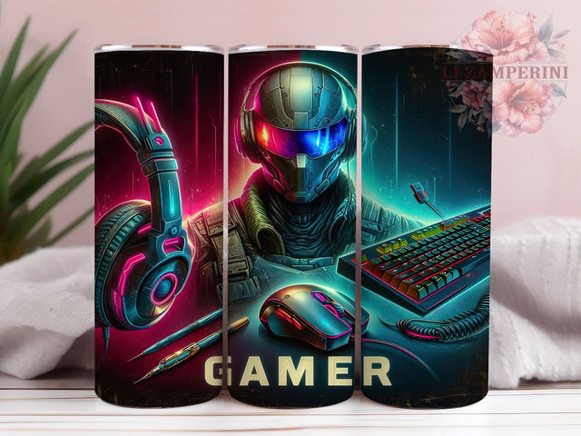 Gaming Gear 20oz Tumbler Wrap PNG, Gamer Tumbler Png, Straight & Tapered Tumbler Wrap, Instant Digital Download Sublimation Li Zamperini 