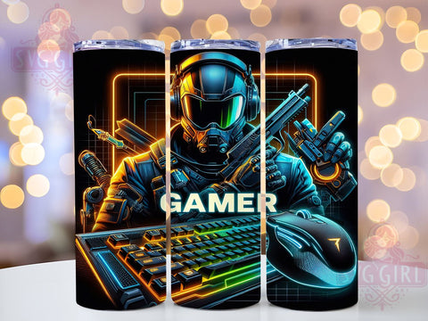 Gaming Gear 20oz Tumbler Wrap Sublimation Design, Straight Tapered Tumbler Wrap, Gamer Tumbler Png, Instant Digital Download Sublimation SvggirlplusArt 