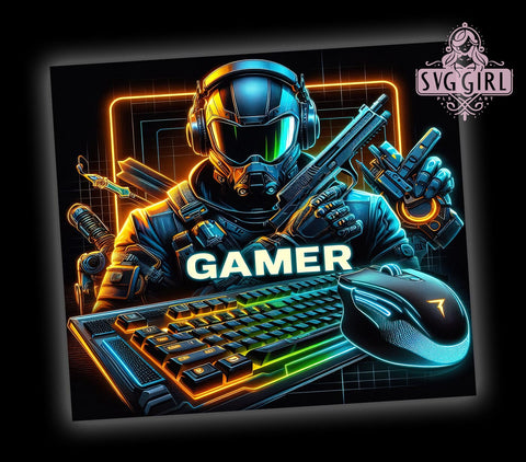Gaming Gear 20oz Tumbler Wrap Sublimation Design, Straight Tapered Tumbler Wrap, Gamer Tumbler Png, Instant Digital Download Sublimation SvggirlplusArt 