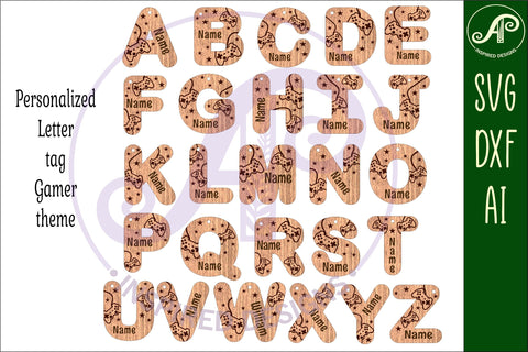 Gaming theme tag letter designs keychain DIGITAL SVG SVG APInspireddesigns 