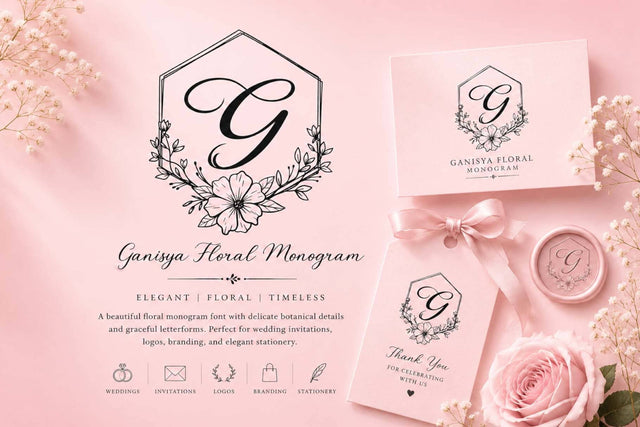 Ganisya Floral Monogram Font Prasetya Letter 