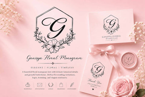 Ganisya Floral Monogram Font Prasetya Letter 