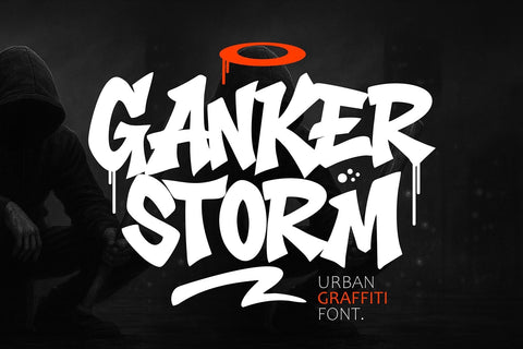 Ganker Storm - Simple Graffiti Font with Swash Font Mozzatype 