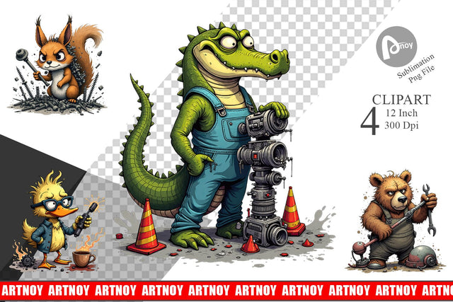 Garage Chaos Critter Clipart Sublimation artnoy 