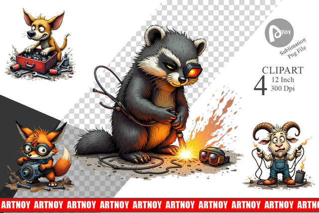 Garage Chaos Critter Clipart Sublimation artnoy 