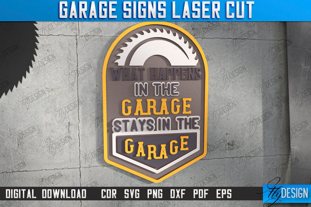 Garage Sign Laser Cut | Personalized Design | Mechanic Wall Sign | Man Cave | CNC File SVG Fly Design 