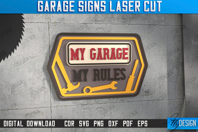 Garage Sign Laser Cut | Personalized Design | Mechanic Wall Sign | Man Cave | CNC File SVG Fly Design 