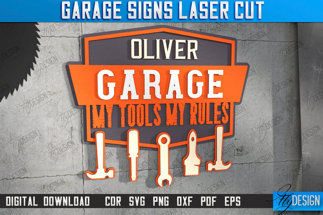 Garage Sign Laser Cut | Personalized Design | Mechanic Wall Sign | Man Cave | CNC File SVG Fly Design 