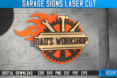 Garage Sign Laser Cut | Personalized Design | Mechanic Wall Sign | Man Cave | CNC File SVG Fly Design 