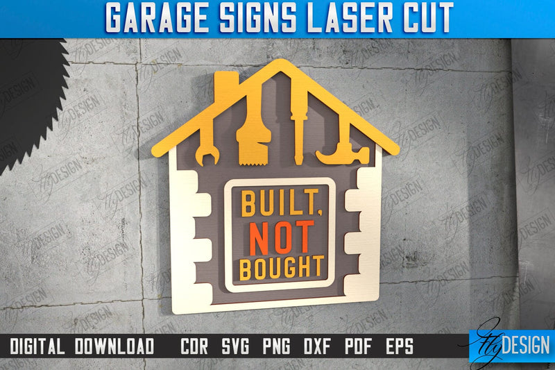 Garage Sign Laser Cut | Personalized Design | Mechanic Wall Sign | Man Cave | CNC File SVG Fly Design 