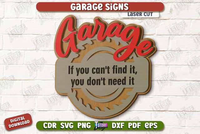 Garage Sign | Personalized Design | Mechanic Wall Sign | Man Cave | CNC File SVG The T Store Design 