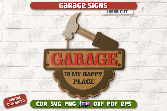 Garage Sign | Personalized Design | Mechanic Wall Sign | Man Cave | CNC File SVG The T Store Design 