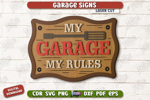 Garage Sign | Personalized Design | Mechanic Wall Sign | Man Cave | CNC File SVG The T Store Design 