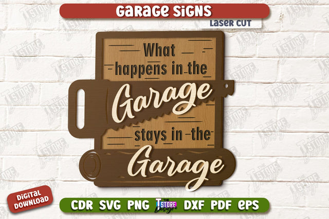Garage Sign | Personalized Design | Mechanic Wall Sign | Man Cave | CNC File SVG The T Store Design 