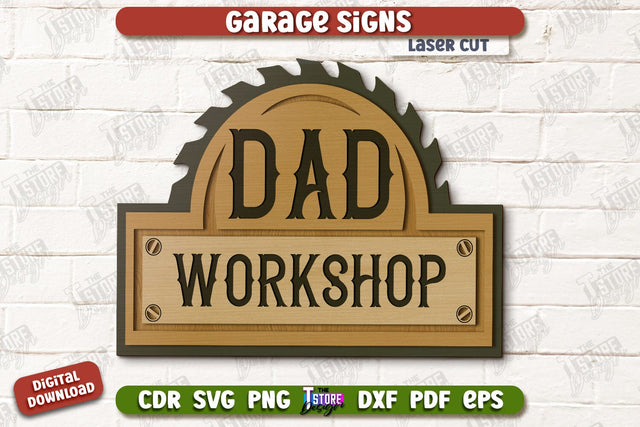Garage Sign | Personalized Design | Mechanic Wall Sign | Man Cave | CNC File SVG The T Store Design 