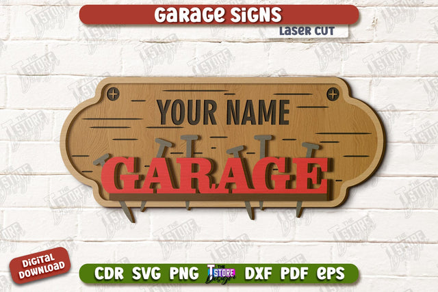 Garage Sign | Personalized Design | Mechanic Wall Sign | Man Cave | CNC File SVG The T Store Design 