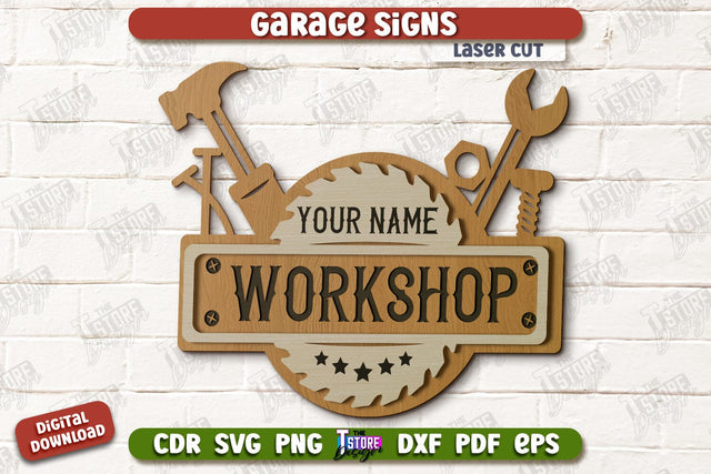 Garage Sign | Personalized Design | Mechanic Wall Sign | Man Cave | CNC File SVG The T Store Design 