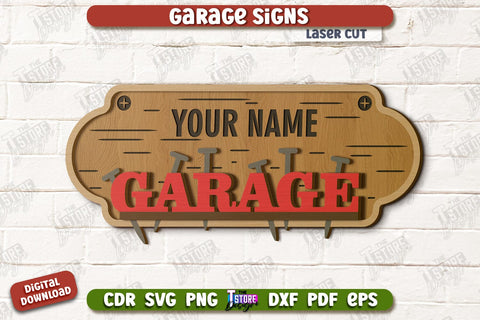 Garage Signs Bundle| Personalized Design | Mechanic Wall Sign | Man Cave | CNC Files SVG The T Store Design 