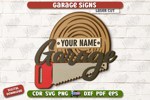 Garage Signs Bundle| Personalized Design | Mechanic Wall Sign | Man Cave | CNC Files SVG The T Store Design 