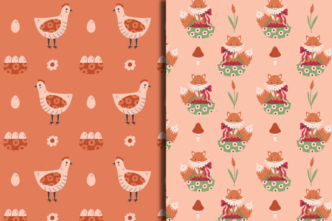 Garden Animals Seamless Patterns & Digital Papers Digital Pattern Rin Green 