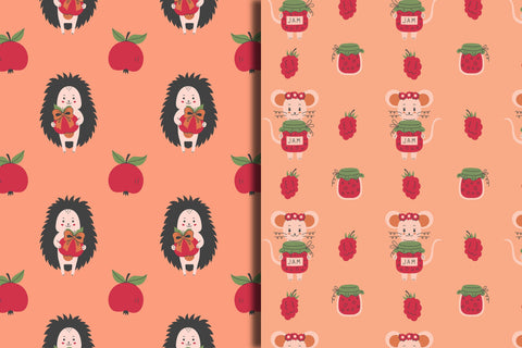 Garden Animals Seamless Patterns & Digital Papers Digital Pattern Rin Green 