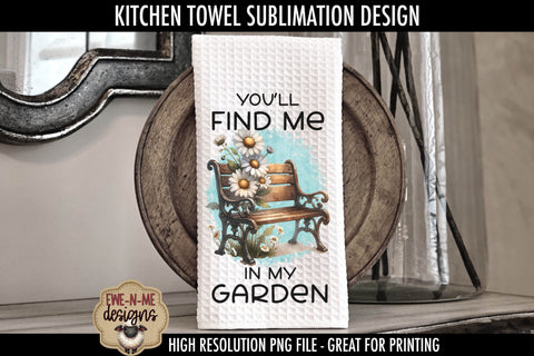 Garden Benches with Daisy - Sublimation Kitchen Towel Designs Sublimation Ewe-N-Me Designs 