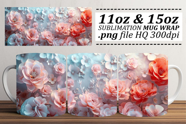 Garden Delight Mug Wrap - Fresh Blooms Enliven Cups Sublimation afrosvg 