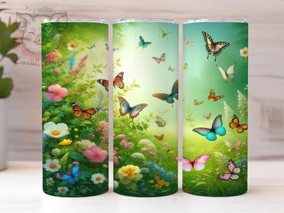 Garden Floral Butterfly Tumbler, Garden Theme, Floral Design, Nature Style, Elegant Pattern, 20Oz Tumbler, Sublimation Wrap Sublimation Lara' s Designs 