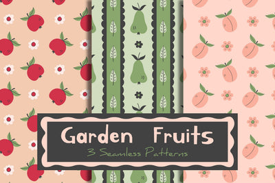 Garden Fruits Seamless Patterns & Digital Papers Digital Pattern Rin Green 