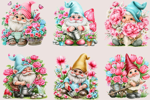 Garden Gnome Clipart PNG Bundle Sublimation SVGArt 