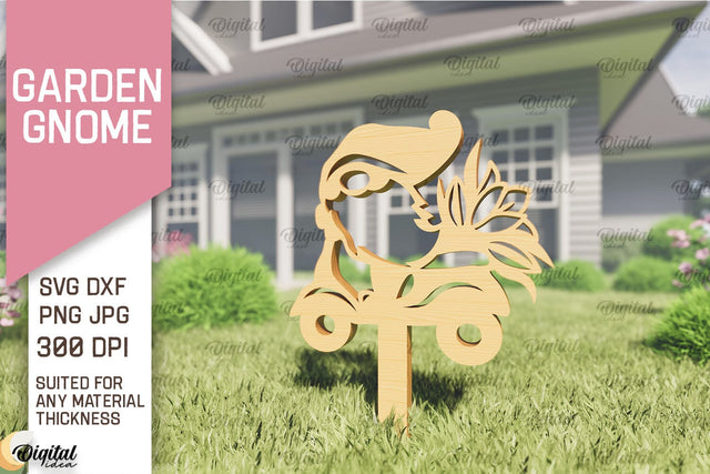 Garden Gnome Laser Cut. Garden Stake SVG SVG Evgenyia Guschina 