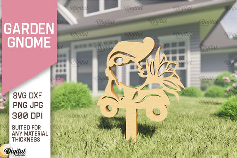 Garden Gnome Laser Cut. Garden Stake SVG SVG Evgenyia Guschina 