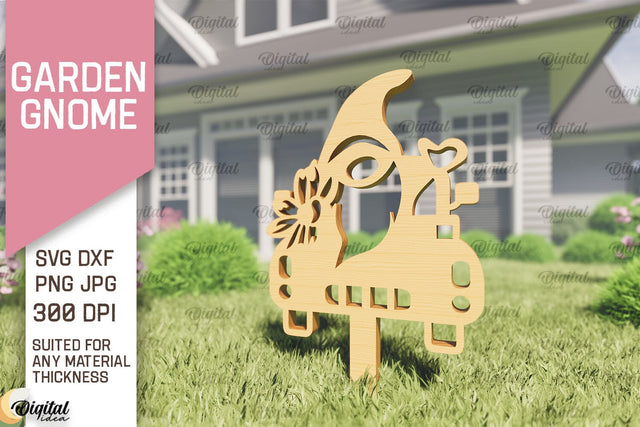 Garden Gnome Laser Cut. Garden Stake SVG SVG Evgenyia Guschina 