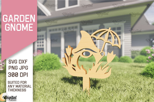 Garden Gnome Laser Cut. Garden Stake SVG SVG Evgenyia Guschina 