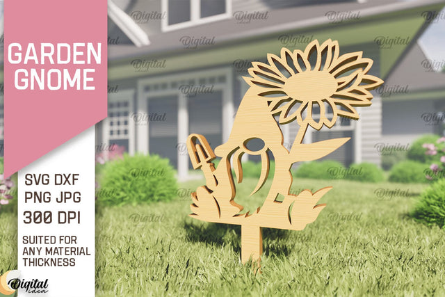Garden Gnome Laser Cut. Garden Stake SVG SVG Evgenyia Guschina 