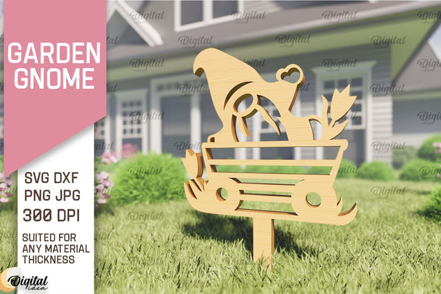 Garden Gnome Laser Cut. Garden Stake SVG SVG Evgenyia Guschina 