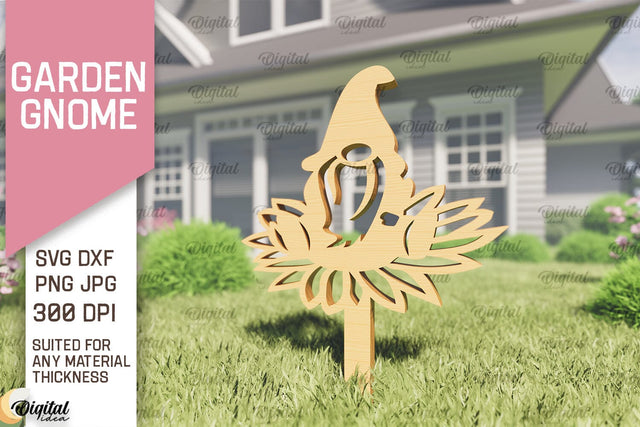 Garden Gnome Laser Cut. Garden Stake SVG SVG Evgenyia Guschina 