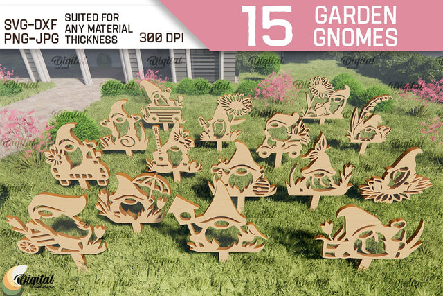 Garden Gnomes Laser Cut Bundle. Garden Stakes SVG SVG Evgenyia Guschina 