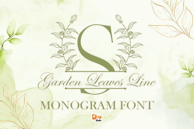 Garden Leaves Line Monogram Font Dm Letter Studio 
