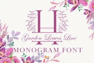 Garden Leaves Line Monogram Font Dm Letter Studio 