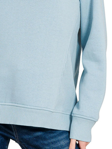 Garden Naked Fleece Round Neck Ribbed Side Raglan Sweatshirt - Ash Blue | Blanks for HTV or Heat Transfer Physical Garden Naked Apparel 