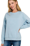 Garden Naked Fleece Round Neck Ribbed Side Raglan Sweatshirt - Ash Blue | Blanks for HTV or Heat Transfer